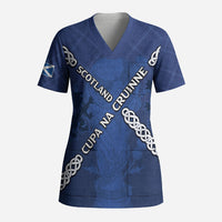 Custom Scotland Football Scrub Top Saltire Celtic Knot Lion Rampant