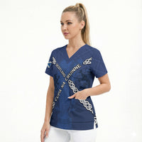 Custom Scotland Football Scrub Top Saltire Celtic Knot Lion Rampant