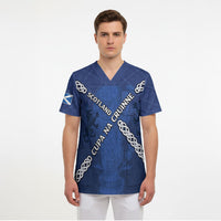 Custom Scotland Football Scrub Top Saltire Celtic Knot Lion Rampant