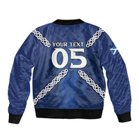 Custom Scotland Football Sleeve Zip Bomber Jacket Saltire Celtic Knot Lion Rampant
