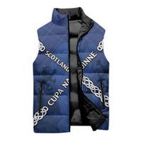 Custom Scotland Football Sleeveless Puffer Jacket Saltire Celtic Knot Lion Rampant