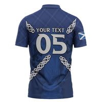 Custom Scotland Football Zipper Polo Shirt Saltire Celtic Knot Lion Rampant