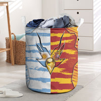 Argentina And Spain Football Laundry Basket Split Flag Golden Trophy Grunge