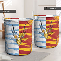 Argentina And Spain Football Laundry Basket Split Flag Golden Trophy Grunge