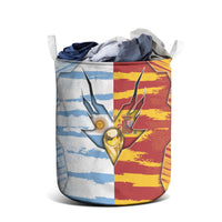 Argentina And Spain Football Laundry Basket Split Flag Golden Trophy Grunge