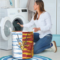 Argentina And Spain Football Laundry Basket Split Flag Golden Trophy Grunge