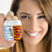 Argentina And Spain Football AirPods Case Split Flag Golden Trophy Grunge
