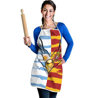 Argentina And Spain Football Apron Split Flag Golden Trophy Grunge