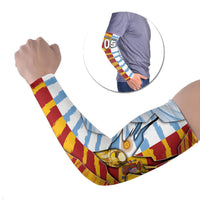Custom Argentina And Spain Football Arm Sleeves Split Flag Golden Trophy Grunge