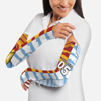 Custom Argentina And Spain Football Arm Sleeves Split Flag Golden Trophy Grunge