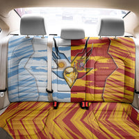 Argentina And Spain Football Back Car Seat Cover Split Flag Golden Trophy Grunge