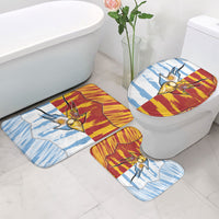 Argentina And Spain Football Bathroom Set Split Flag Golden Trophy Grunge