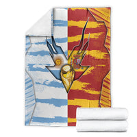 Argentina And Spain Football Blanket Split Flag Golden Trophy Grunge