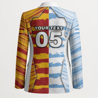 Custom Argentina And Spain Football Blazer Split Flag Golden Trophy Grunge