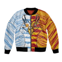 Custom Argentina And Spain Football Bomber Jacket Split Flag Golden Trophy Grunge