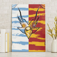 Argentina And Spain Football Canvas Wall Art Split Flag Golden Trophy Grunge