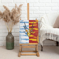 Argentina And Spain Football Canvas Wall Art Split Flag Golden Trophy Grunge