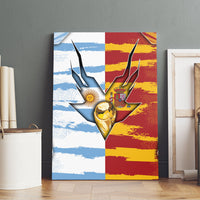 Argentina And Spain Football Canvas Wall Art Split Flag Golden Trophy Grunge