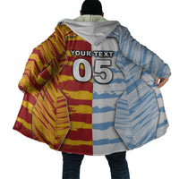 Custom Argentina And Spain Football Cloak Split Flag Golden Trophy Grunge