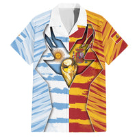 Custom Argentina And Spain Football Hawaiian Shirt Split Flag Golden Trophy Grunge