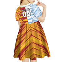 Custom Argentina And Spain Football Kid Short Sleeve Dress Split Flag Golden Trophy Grunge
