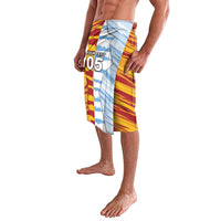 Custom Argentina And Spain Football Lavalava Split Flag Golden Trophy Grunge
