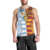 Custom Argentina And Spain Football Men Tank Top Split Flag Golden Trophy Grunge