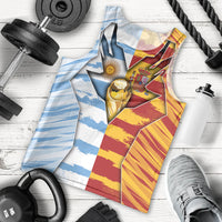 Custom Argentina And Spain Football Men Tank Top Split Flag Golden Trophy Grunge