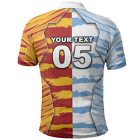 Custom Argentina And Spain Football Polo Shirt Split Flag Golden Trophy Grunge