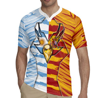 Custom Argentina And Spain Football Rugby Jersey Split Flag Golden Trophy Grunge