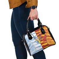Argentina And Spain Football Shoulder Handbag Split Flag Golden Trophy Grunge