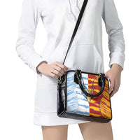 Argentina And Spain Football Shoulder Handbag Split Flag Golden Trophy Grunge