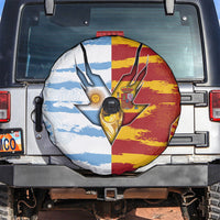 Argentina And Spain Football Spare Tire Cover Split Flag Golden Trophy Grunge
