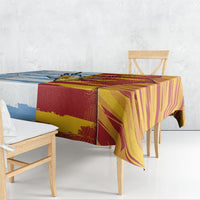 Argentina And Spain Football Tablecloth Split Flag Golden Trophy Grunge