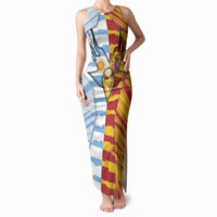 Custom Argentina And Spain Football Tank Maxi Dress Split Flag Golden Trophy Grunge