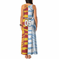 Custom Argentina And Spain Football Tank Maxi Dress Split Flag Golden Trophy Grunge