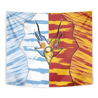 Argentina And Spain Football Tapestry Split Flag Golden Trophy Grunge