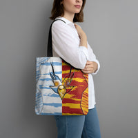 Argentina And Spain Football Tote Bag Split Flag Golden Trophy Grunge
