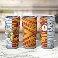 Custom Argentina And Spain Football Tumbler Cup Split Flag Golden Trophy Grunge
