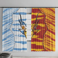 Argentina And Spain Football Window Curtain Split Flag Golden Trophy Grunge