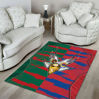 Mexico And Korean Football Area Rug Split Flag Golden Trophy Grunge