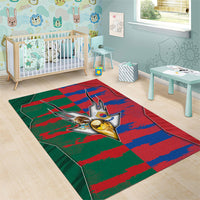 Mexico And Korean Football Area Rug Split Flag Golden Trophy Grunge