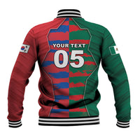 Custom Mexico And Korean Football Baseball Jacket Split Flag Golden Trophy Grunge