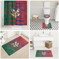 Mexico And Korean Football Bathroom Set Split Flag Golden Trophy Grunge