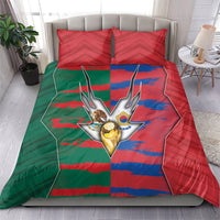 Mexico And Korean Football Bedding Set Split Flag Golden Trophy Grunge