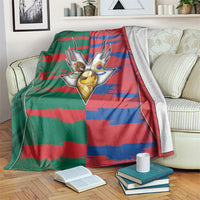 Mexico And Korean Football Blanket Split Flag Golden Trophy Grunge