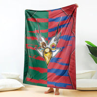 Mexico And Korean Football Blanket Split Flag Golden Trophy Grunge