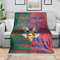 Mexico And Korean Football Blanket Split Flag Golden Trophy Grunge