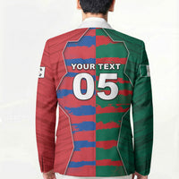 Custom Mexico And Korean Football Blazer Split Flag Golden Trophy Grunge
