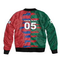Custom Mexico And Korean Football Bomber Jacket Split Flag Golden Trophy Grunge